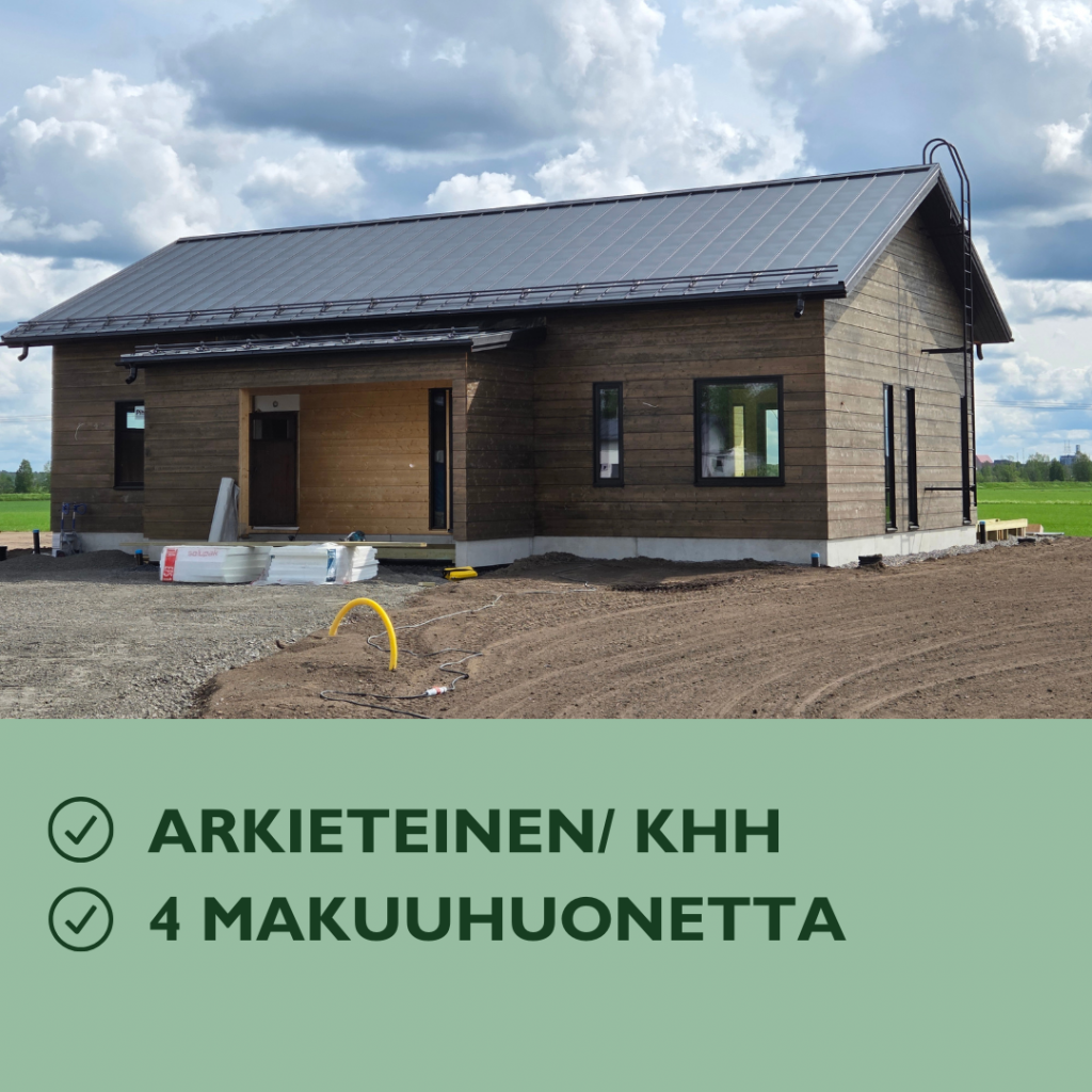 Arkieteinen, neljä makuuhuonetta ja iso terassi.
